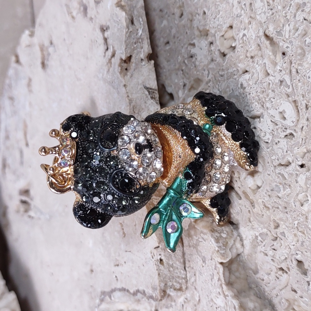 Crystal Studded Panda Bear Purse Charm Key Ring